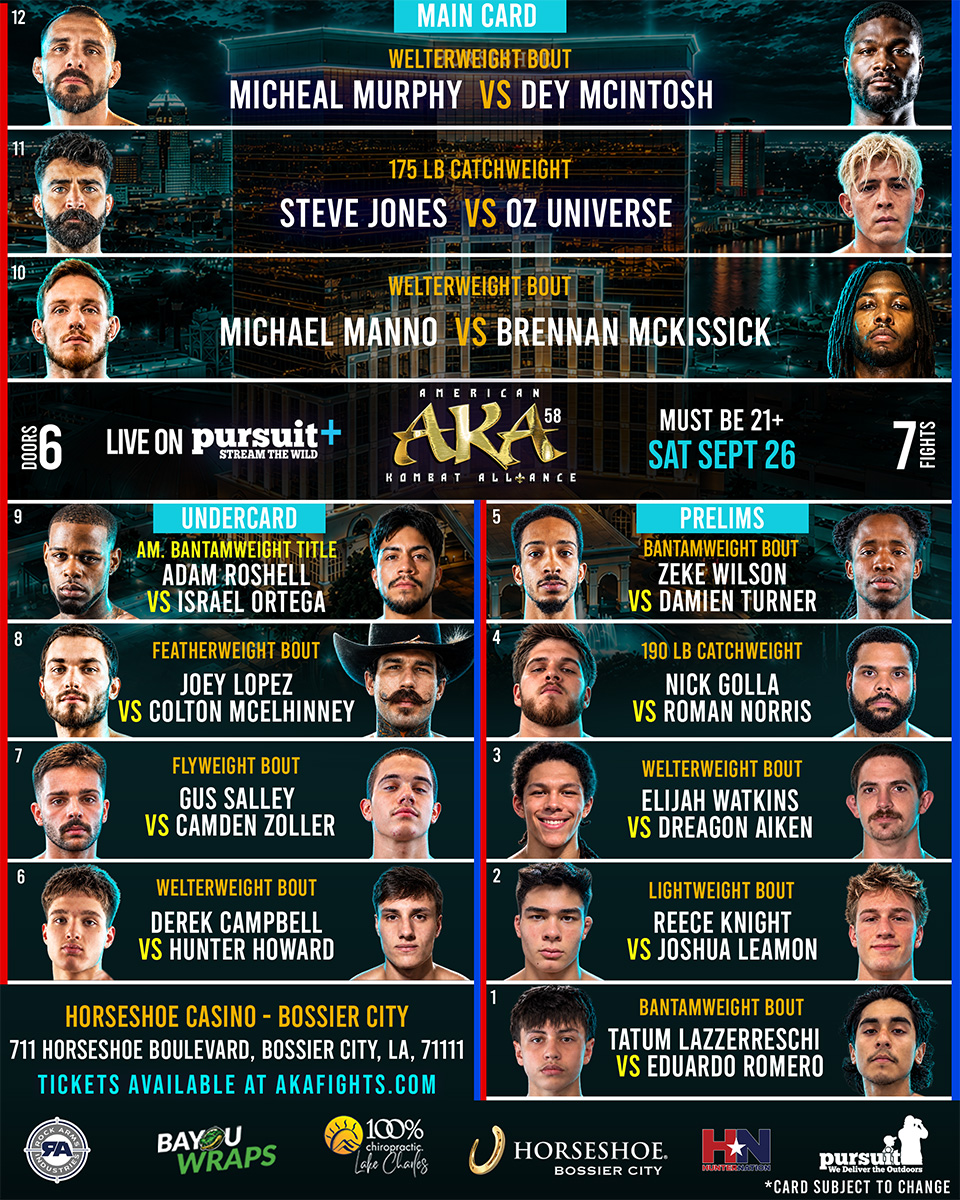 AKA 58 Fight Card-2.0 AKA 58 Bossier City